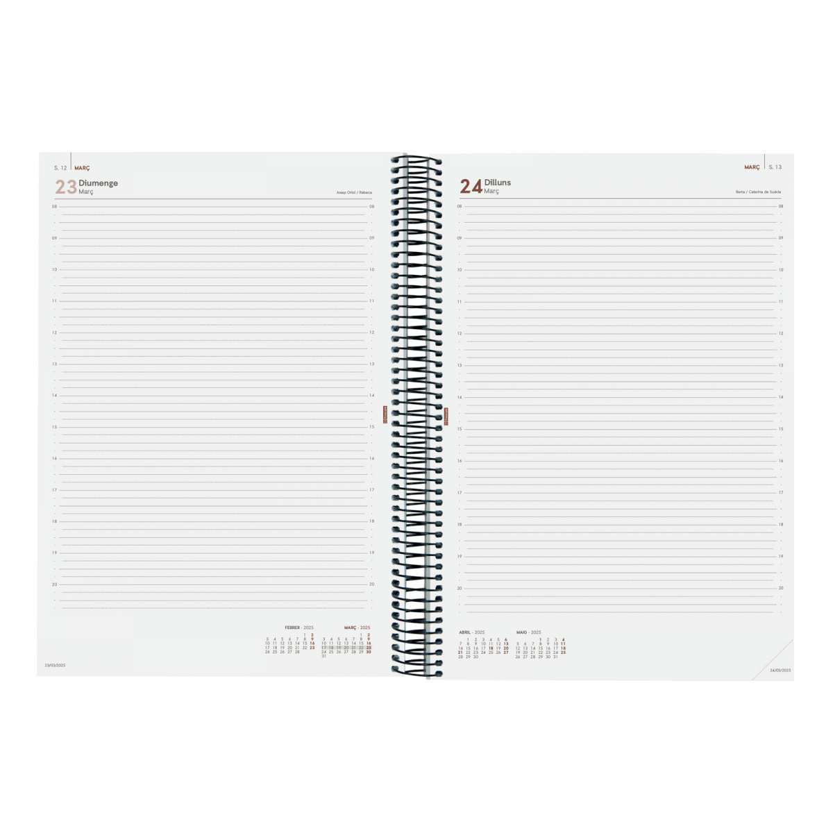 AGENDA FINOCAM ESPIRAL YEAR A4 E40 DIA PAGINA CATALAN NEGRO 2025
